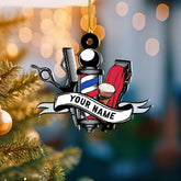 Podagree Personalized Barber Ornament, Personalized Barber Uniform Ornament, Custom Hairdresser Christmas Tree Ornament, Christmas Ornament for Barber, Christmas Tree D��cor, Barber Ornaments (BB17)